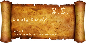 Wesely Dezső névjegykártya